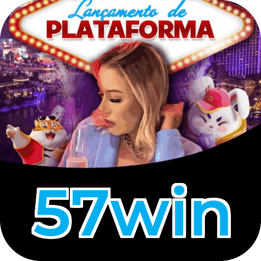 Interface do aplicativo 57win mostrando jogos disponíveis no iOS e Android